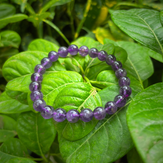 Natural Amethyst Bracelet in Round Beads