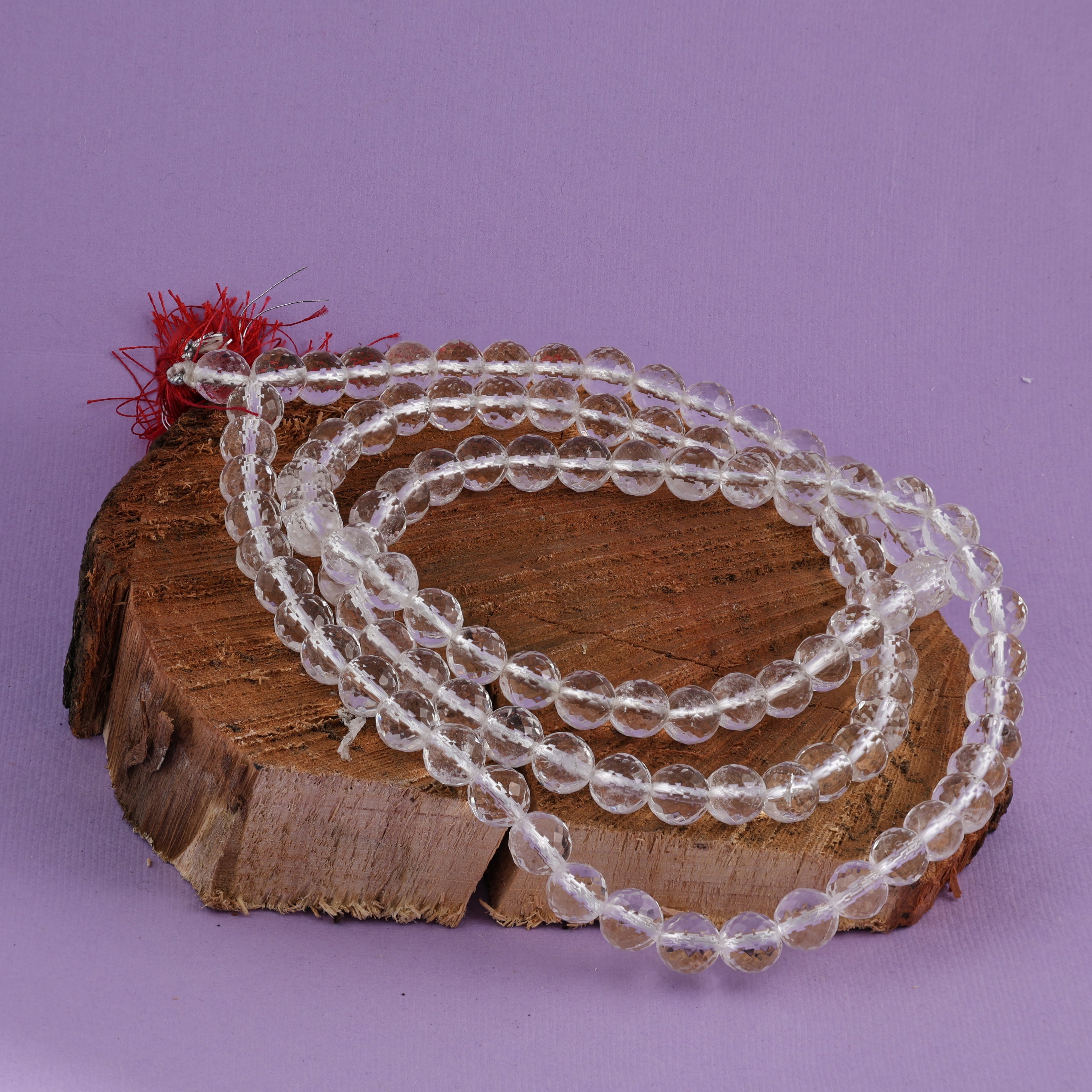 Natural Clear Quartz (Sphatik) Mala