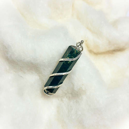 Natural Moss Agate Pencil Pendant