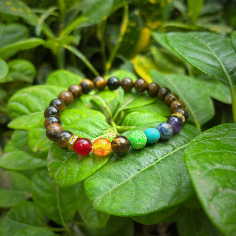 Natural Tiger Eye & 7 Chakra Bracelet