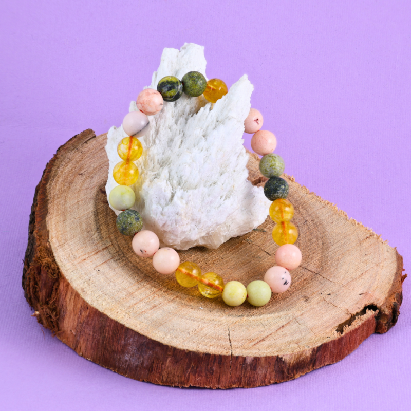 Citrine, Pink Opal & Green Jasper Healing Bracelet
