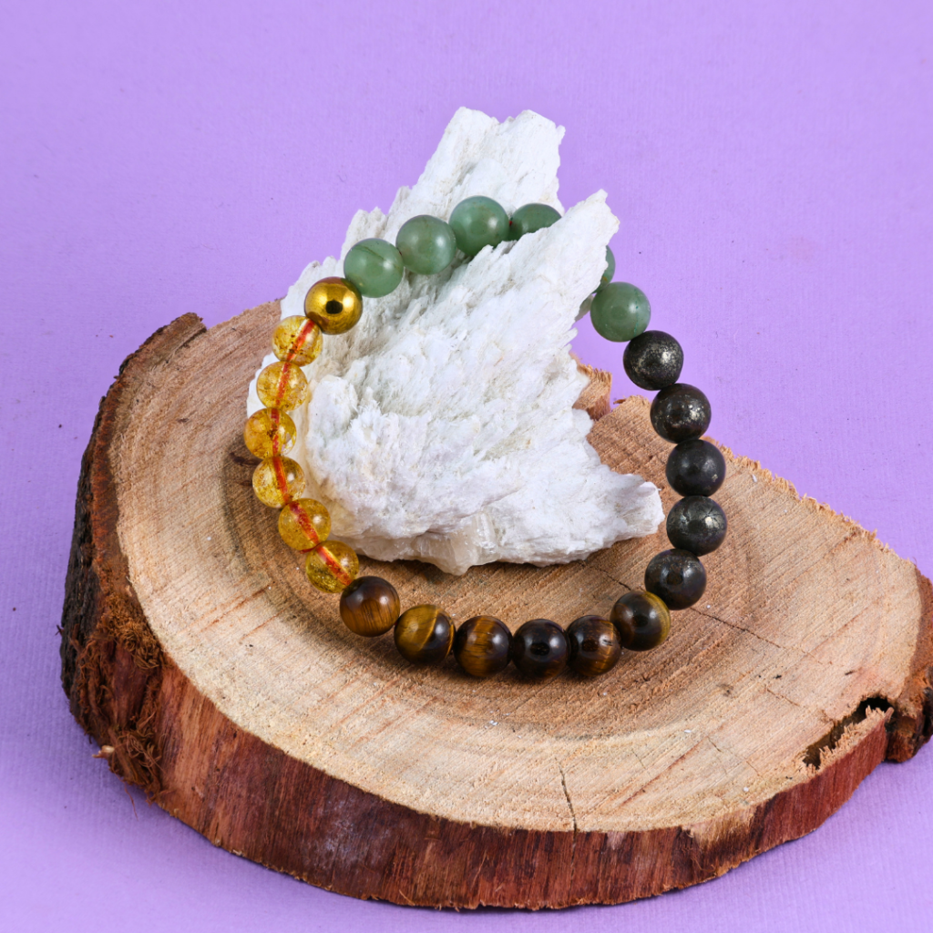 Pyrite, Citrine, Tiger Eye & Green Aventurine Wealth Bracelet