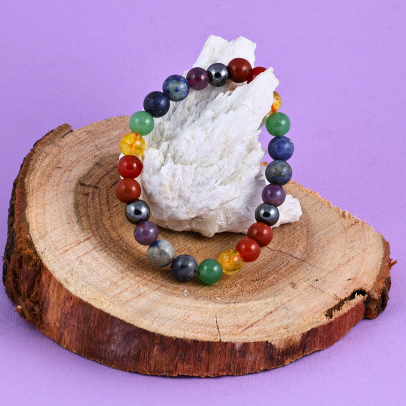 Premium 7 Chakra Crystal Bracelet with Hematite